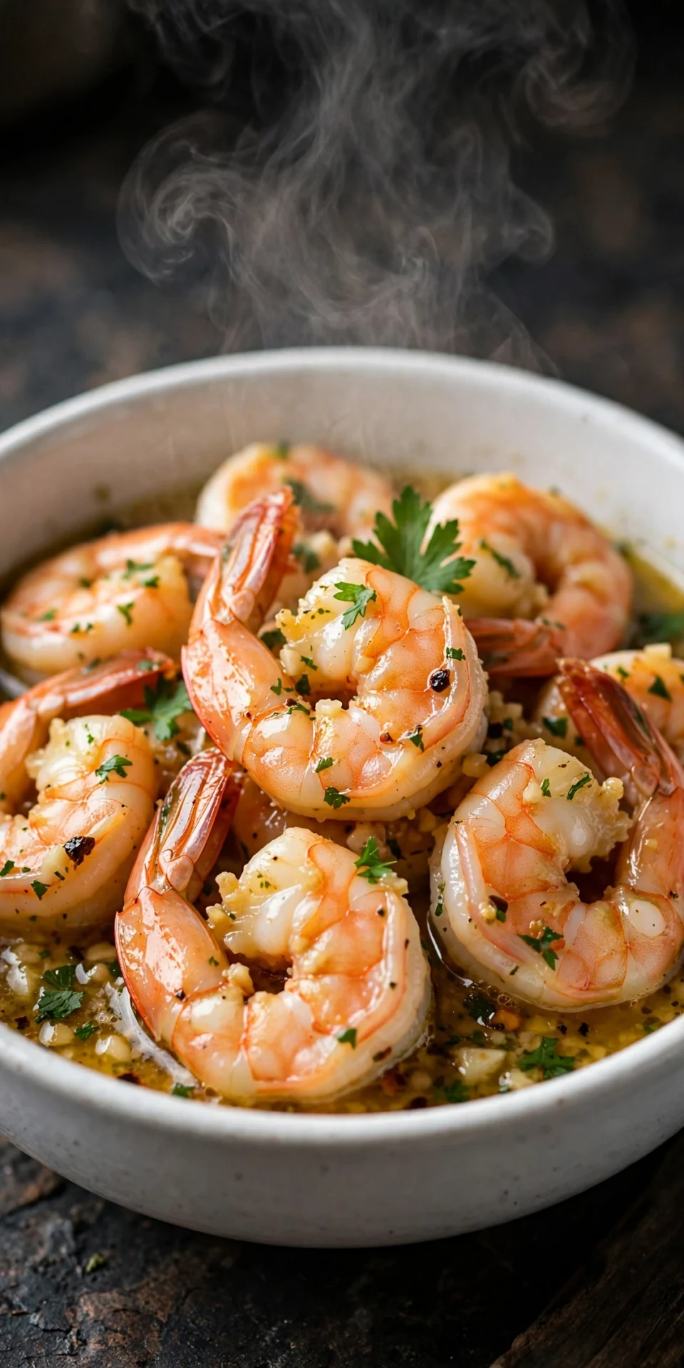 Shrimp Scampi: shrimp sautéed in garlic sauce over angel hair pasta — 490 calories.