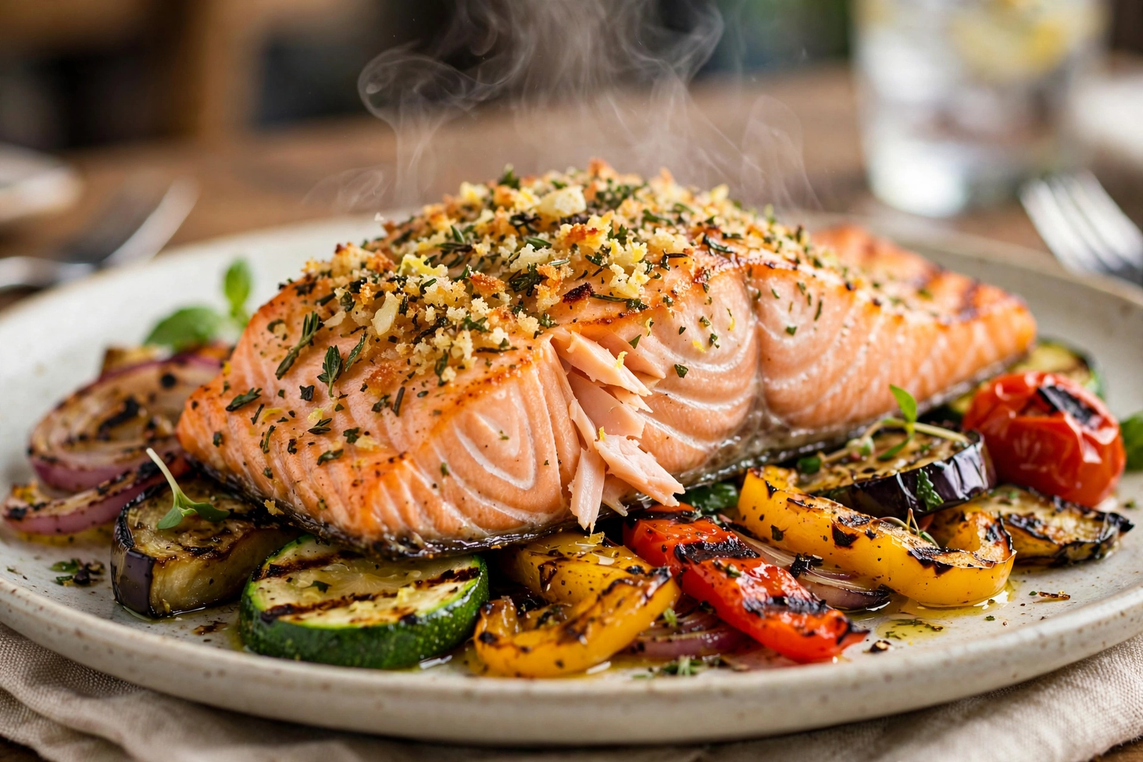 Herb Grilled Salmon close-up
