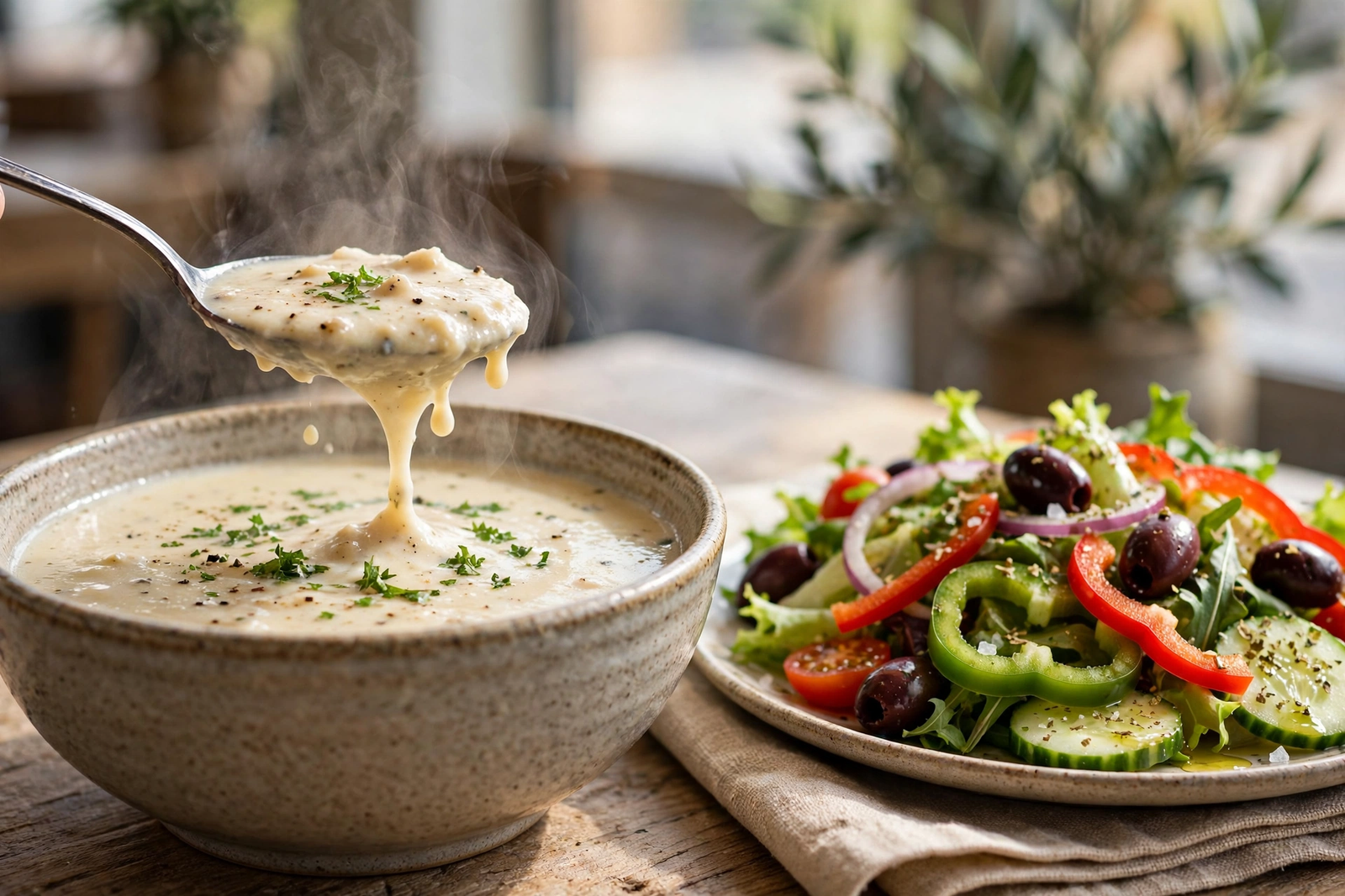 Soup salad and breadsticks lunch combo